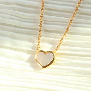 Heart Solitaire Gold Mother Pearl Necklace by Julie Vos